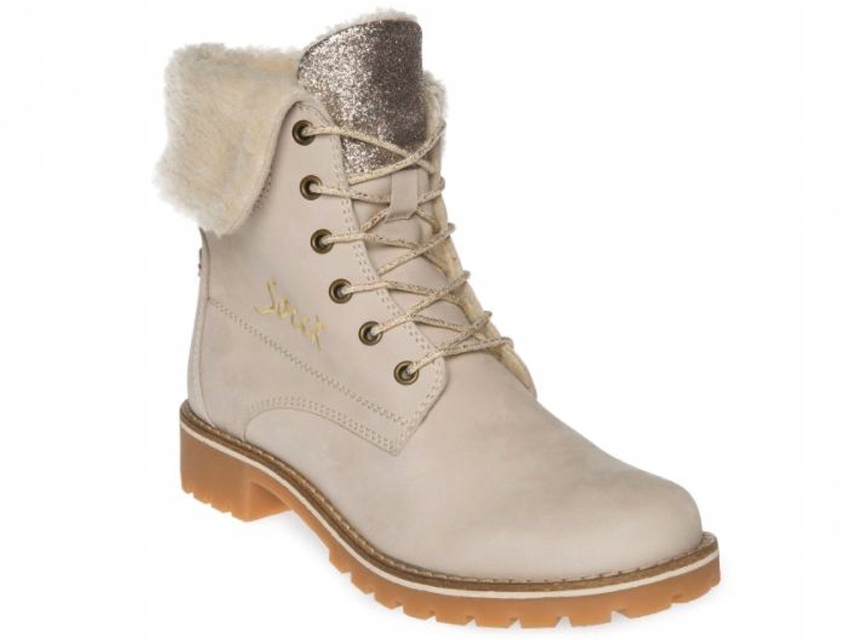 Botki Soccx Cosy Beige skórzane beżowe 37