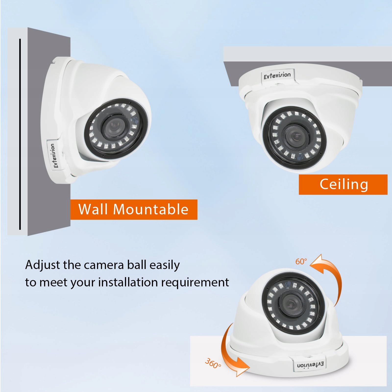 EVTEVISION Kamera 4w1 1080P 2MP IP66 Wodoodporna Do Wnętrz i Na Zewnątrz — miniatura 6