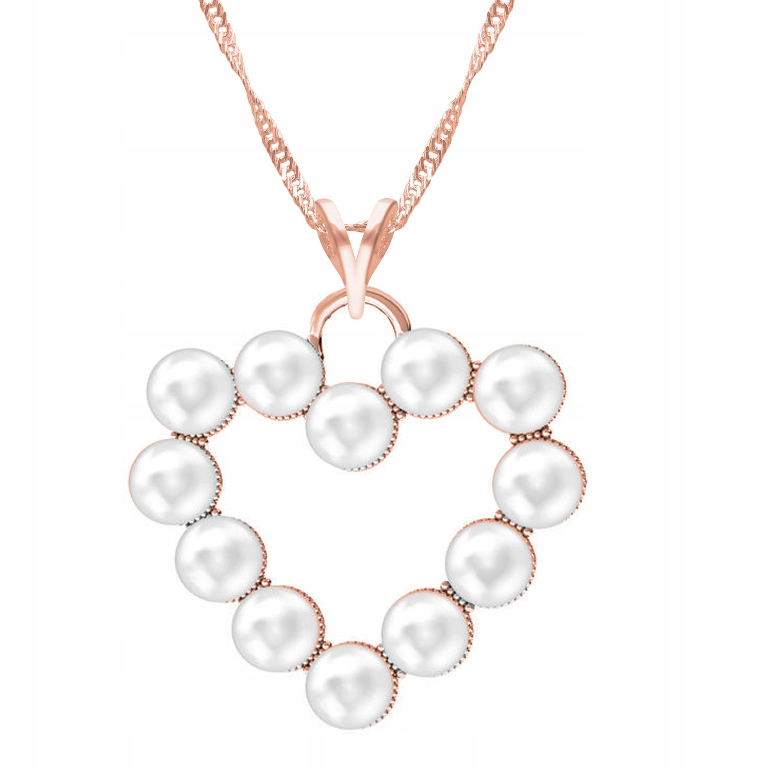 Pozlacený náhrdelník s perlami srdce motiv srdíčko perla Stříbro 925