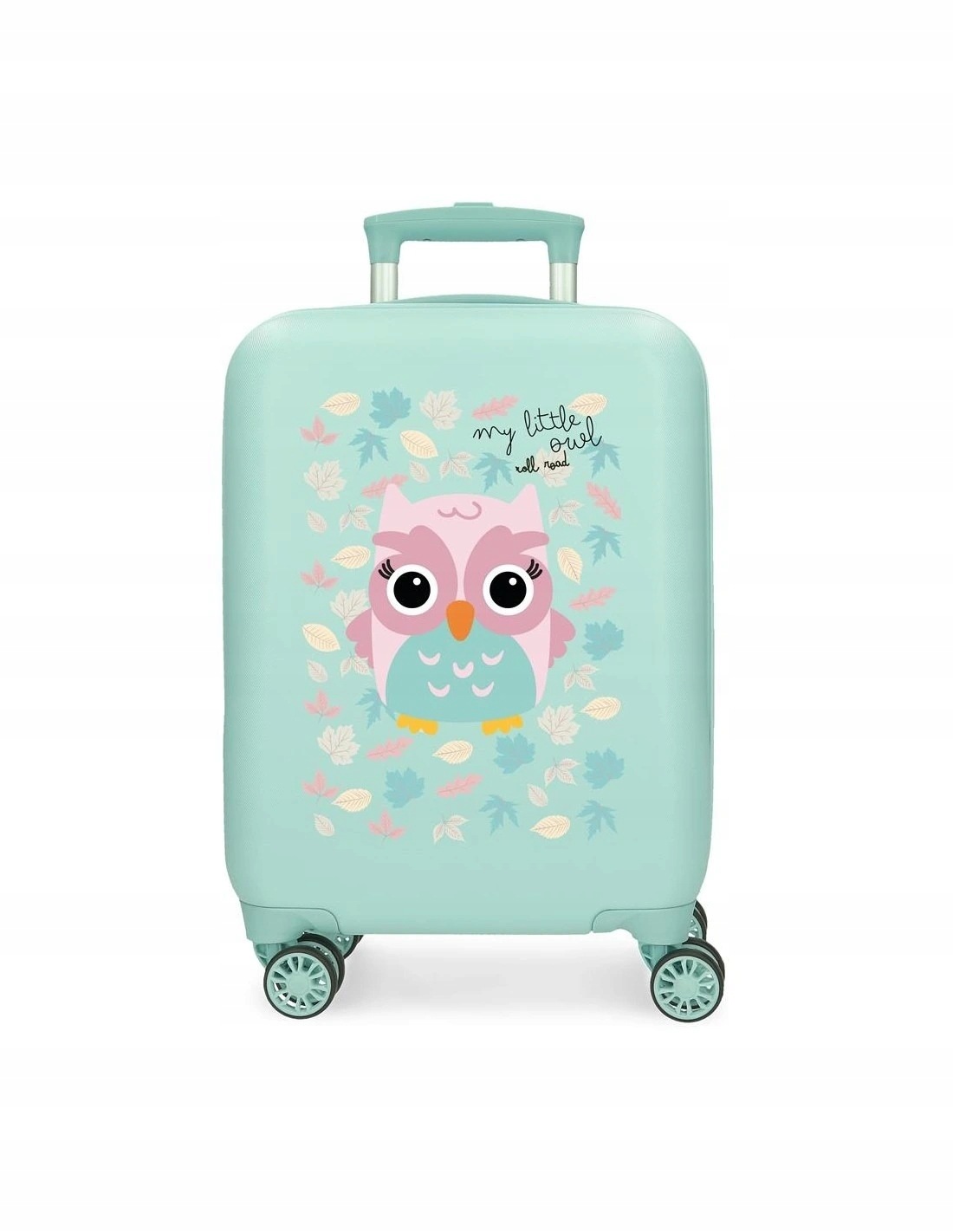 Dětský skořepinový Abs kufr Roll Road Happy Pets Owl 33 L tyrkysový