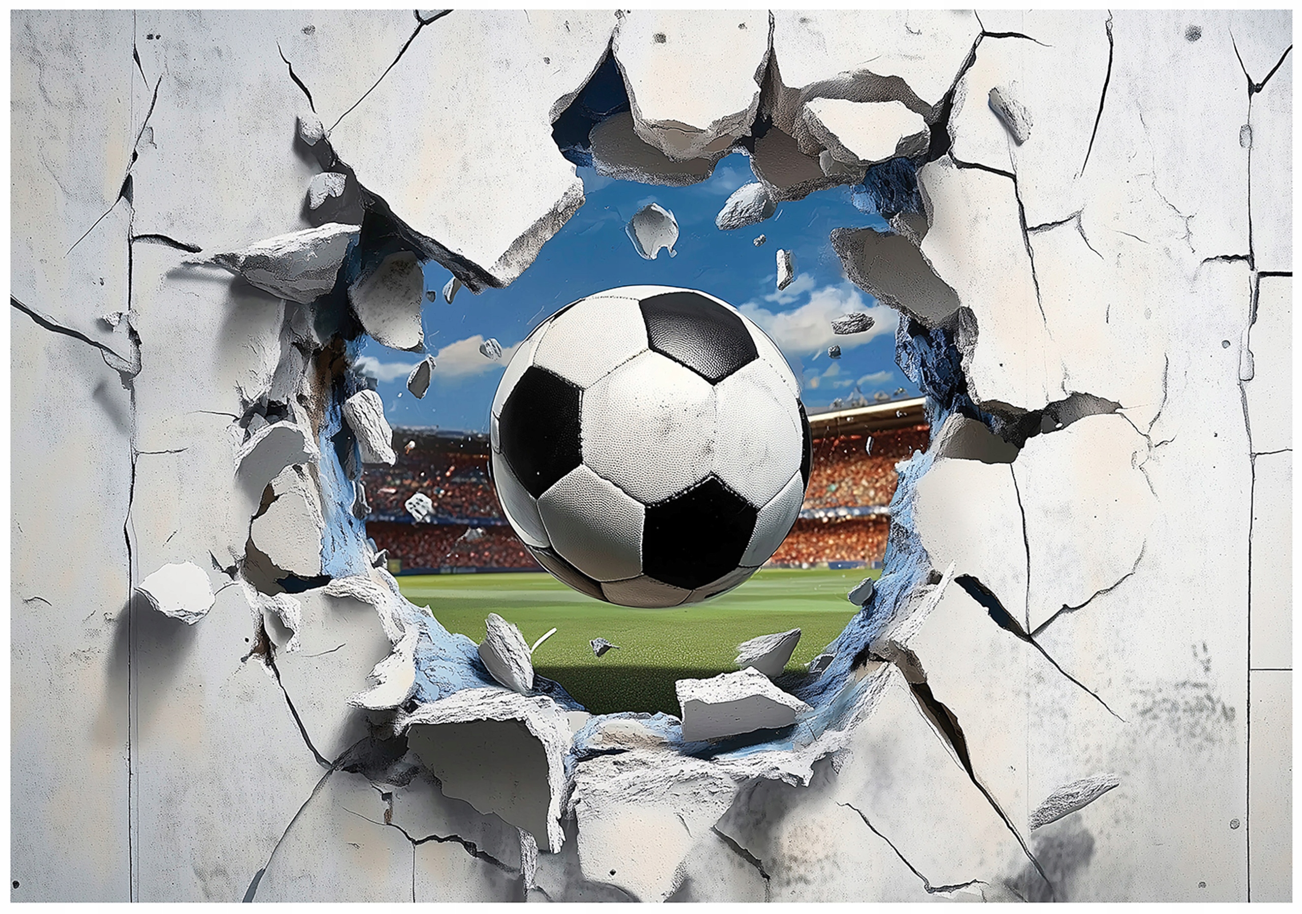 Fototapeta Fotbal rozbíjí zeď Síla a vášeň fotbalu 250x175 lepidlo