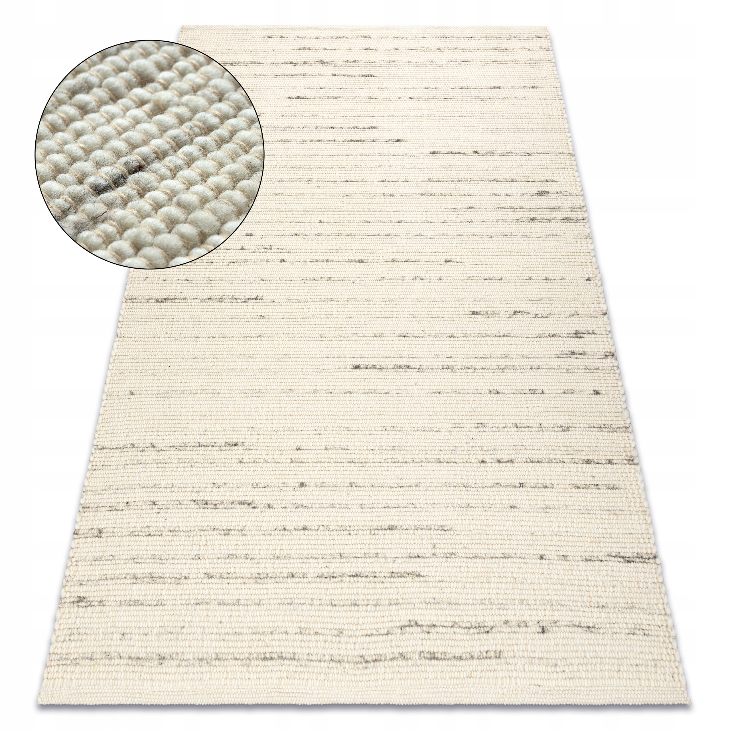 Dywan Wełniany 200x300 Dwustronny krem/szary Naturalny #NE038