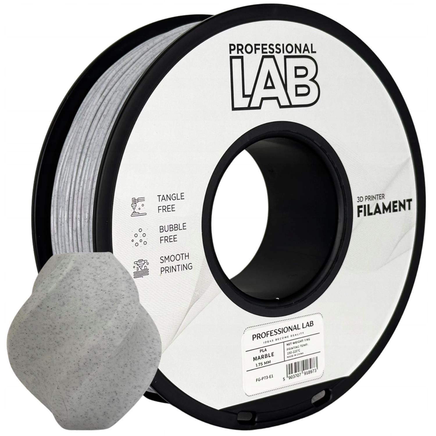 Филамент PLA Marble Prof. Lab 1,75 мм 1 кг, эффект мрамора для 3D-принтера