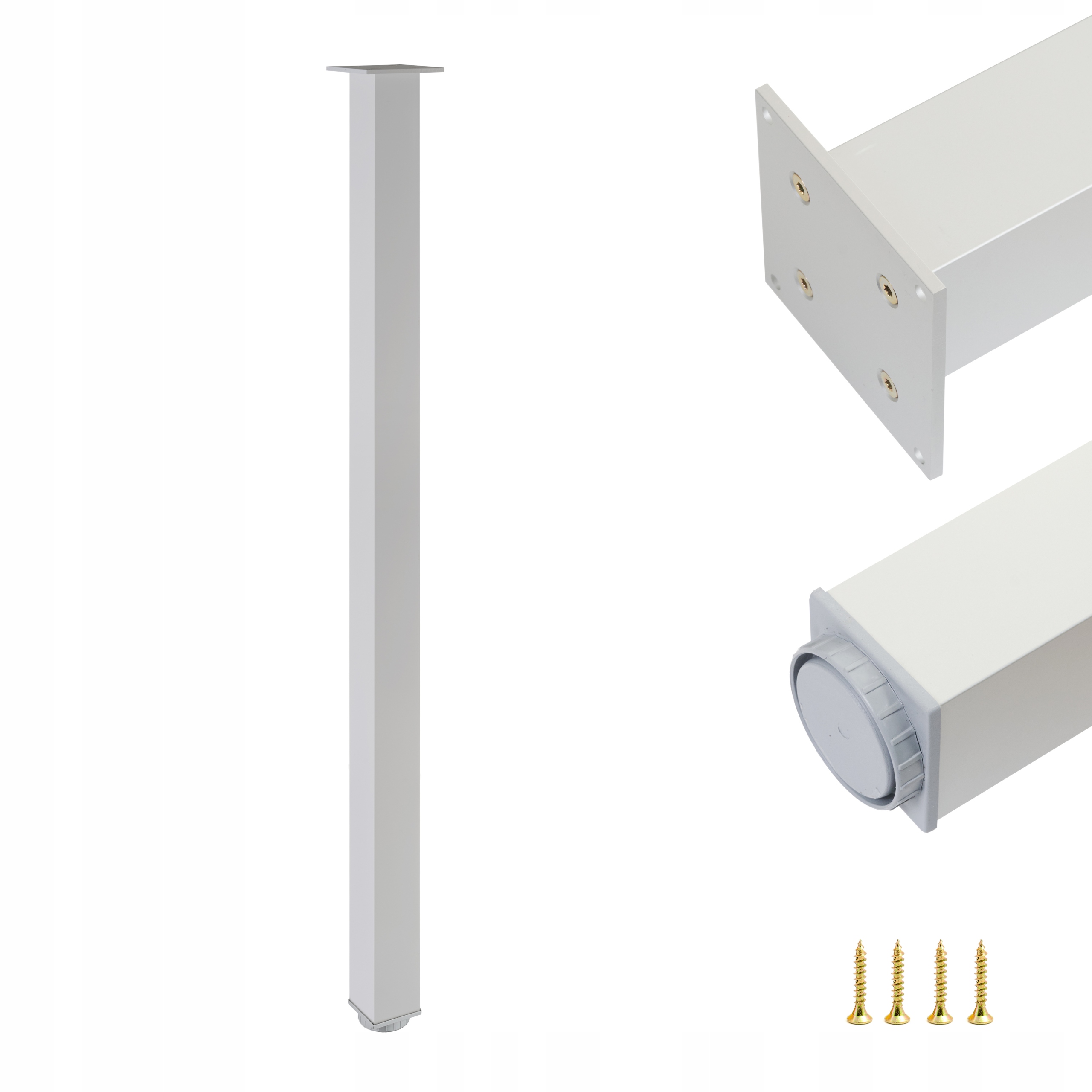 Hliníková Noha Pro Stůl Psací Stůl Loft H 1100 mm Stříbrná Regulace