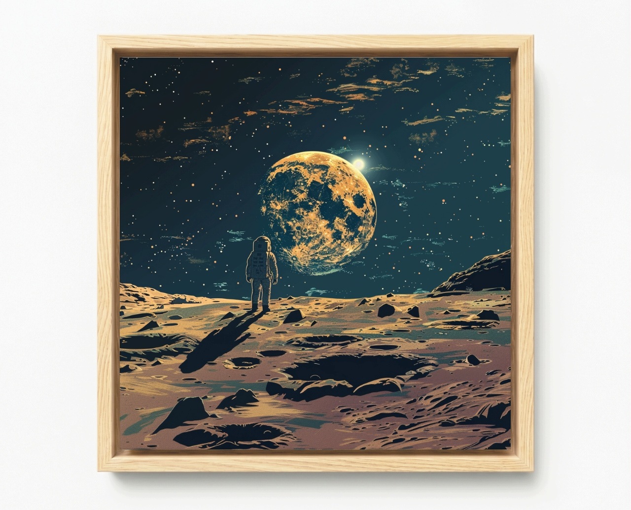 Obraz Rám Americký Box Space Art Kosmos Astronaut Měsíc Planeta 40x40
