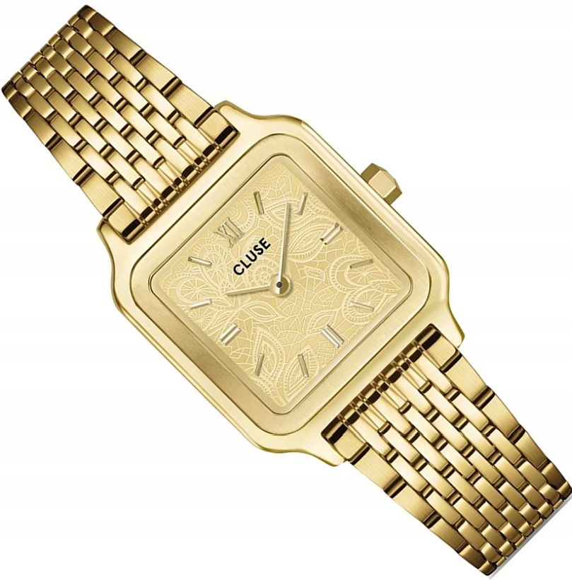 Čtvercové Zlaté Dámské Hodinky Cluse CW11825 S Texturovaným Ciferníkem 24 mm