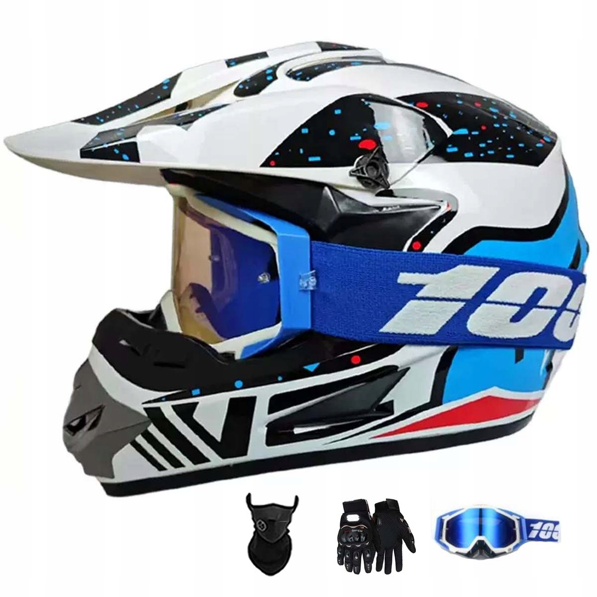 Motocyklová Přilba Lehká Enduro Quada Brýle Rukavice Maska XL