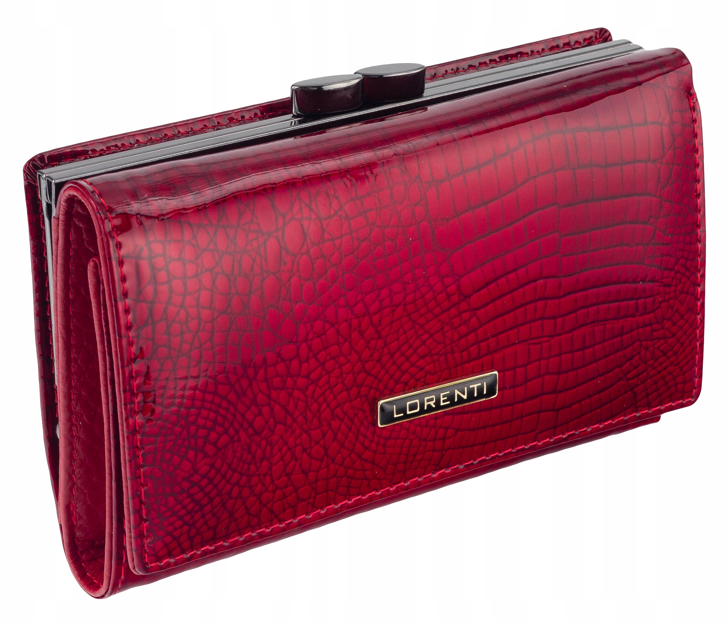 

Skórzany portfel damski czerwony portmonetka Rfid