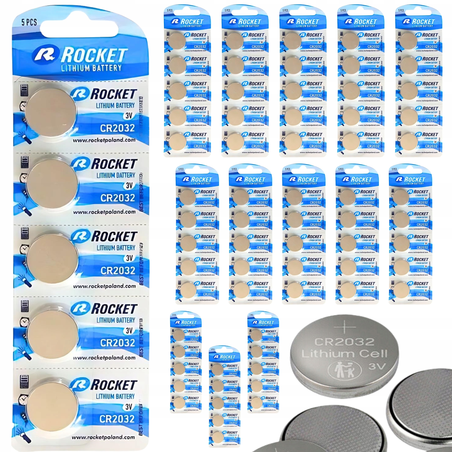 Sada 70 Ks Knoflíková Baterie CR2032 3V Lithiová Výkonná +- Pro Ploché Dálkové Ovládání