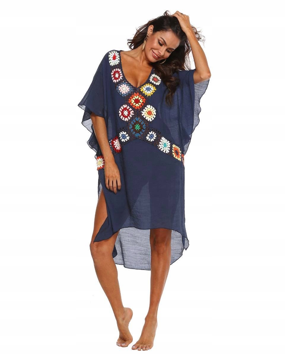 PAREO TUNIKA BOHO LETNIA SUKIENKA NARZUTKA PLAŻOWA na plażę ZWIEWNA Model boho