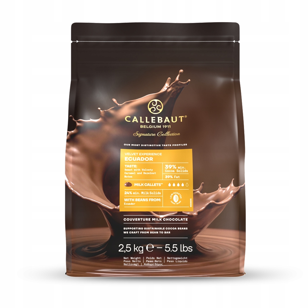 Levně Callebaut čokoláda mléčná Ecuador 39% 2,5 kg