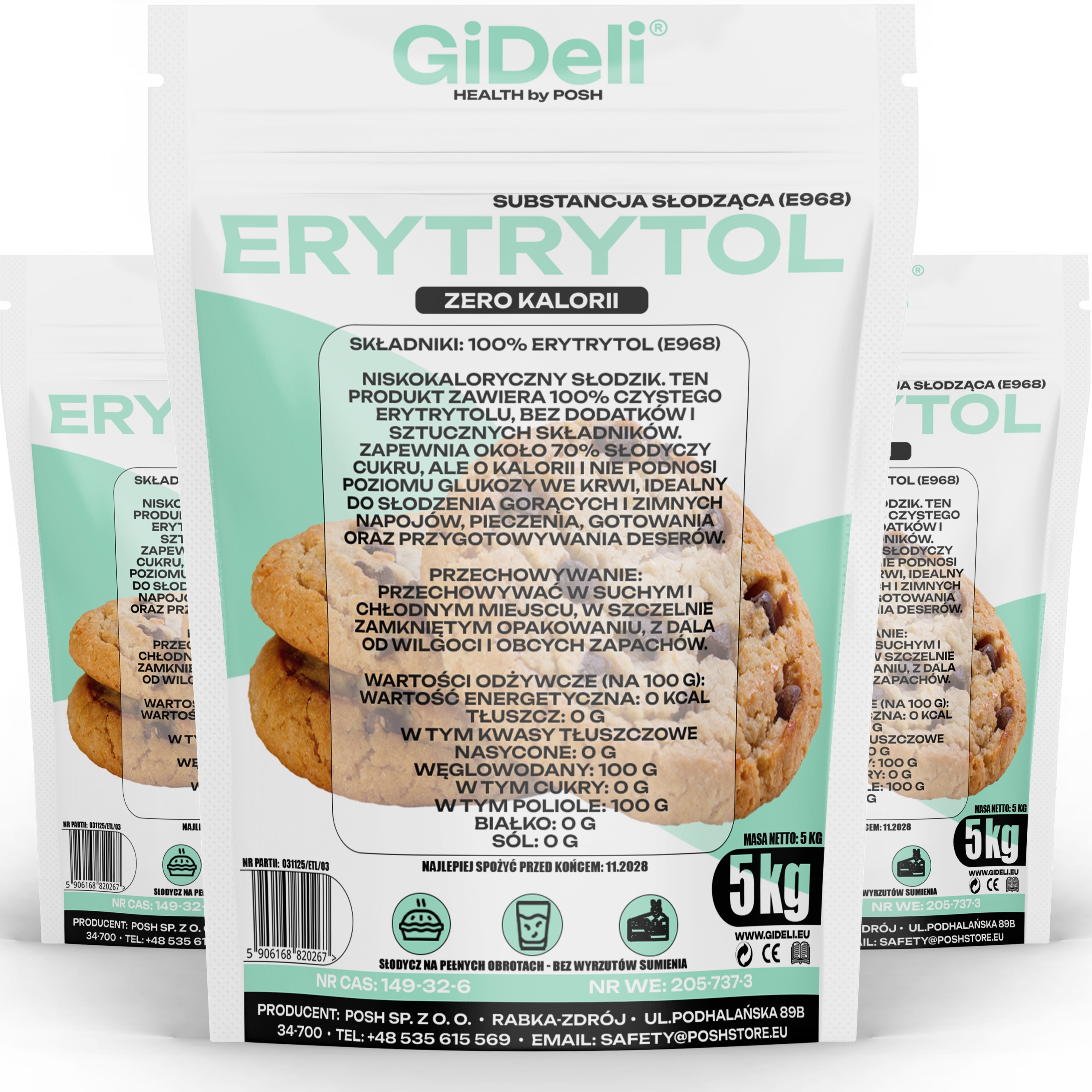 Levně GiDeli Erythritol 3x 5 kg Přírodní sladidlo bez kalorií Náhrada cukru