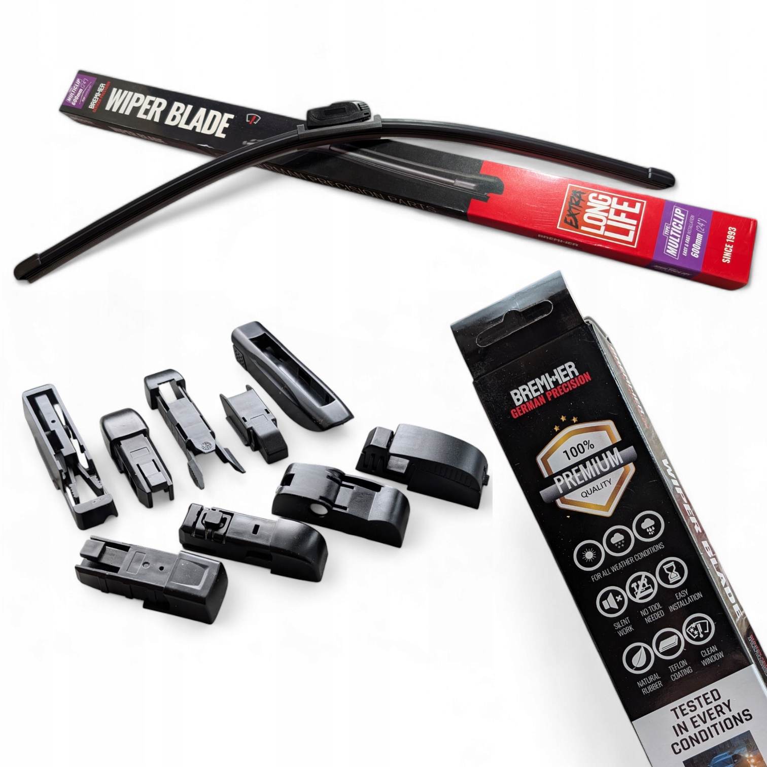 Wycieraczka Uniwersalna Płaska 600 mm 60cm Premium Long Life +10x Adapter