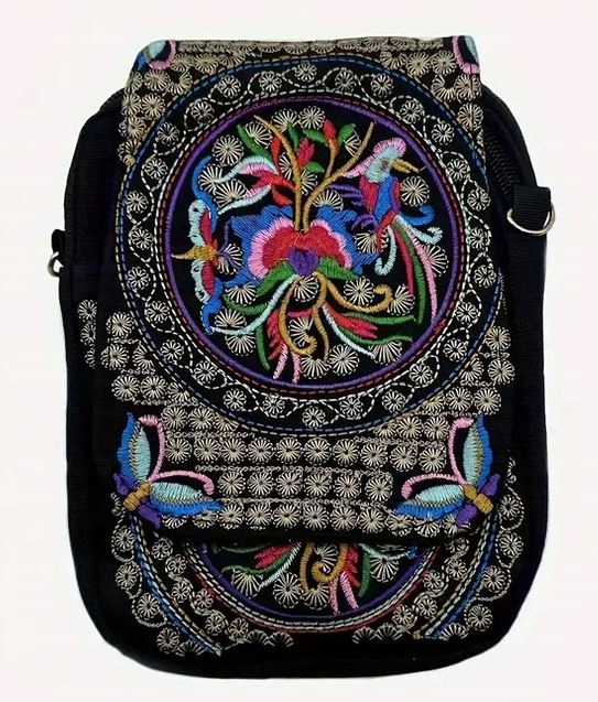 Torebka orientalna 18x14x5cm listonoszka hafty styl vintage boho płótno Kolor wielokolorowy