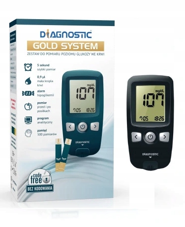 

Glukometr Diagnostic Gold System z paskami etui