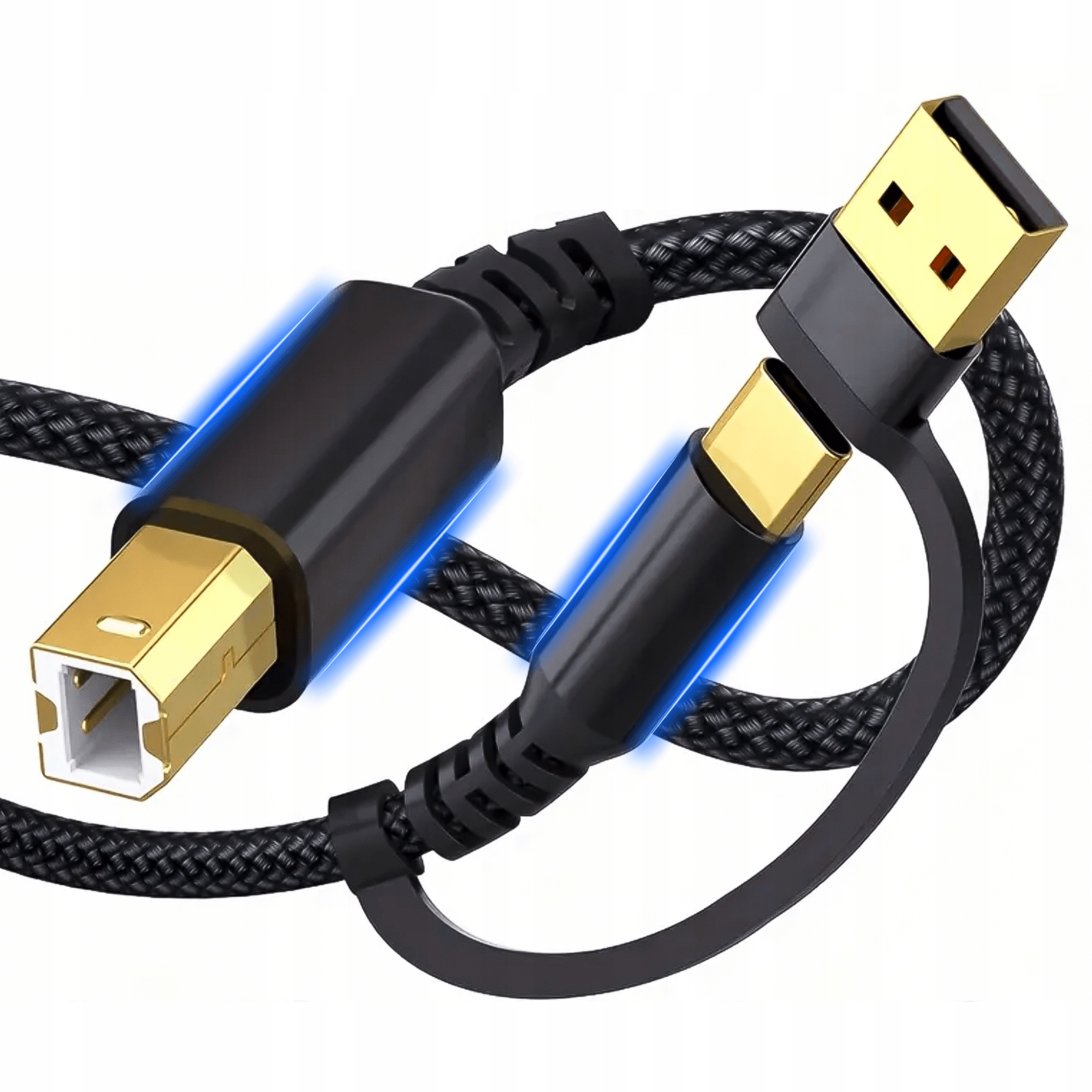 Kabel Usb Do Drukarki 2M Skanera 2W1 Usb-a Usb-b Hp Brother Epson Usb-c