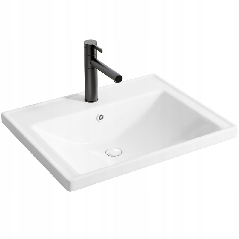 Keramická Umývadlo Biela Nábytková Zapustená Do Dosky Obdĺžniková 52 x 41 CM