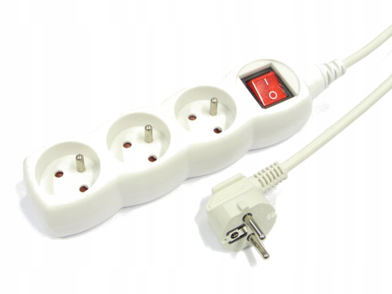 Przedłużacz 3 gniazda z wyłącznikiem 7m 10A 230V
