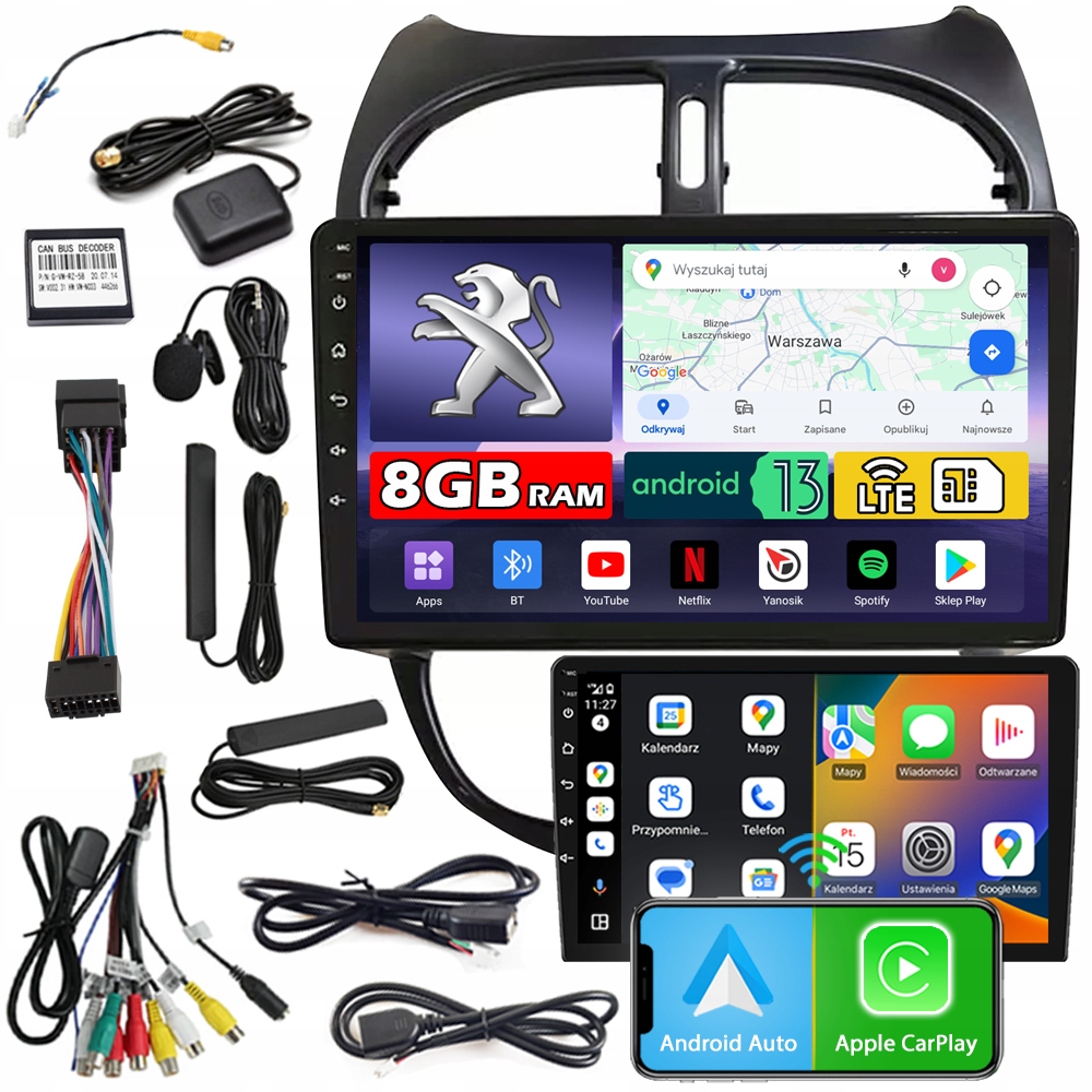 Autorádio Ncs ZQ9 Peugeot 206 206CC 2002-2010 Android 8GB Lte