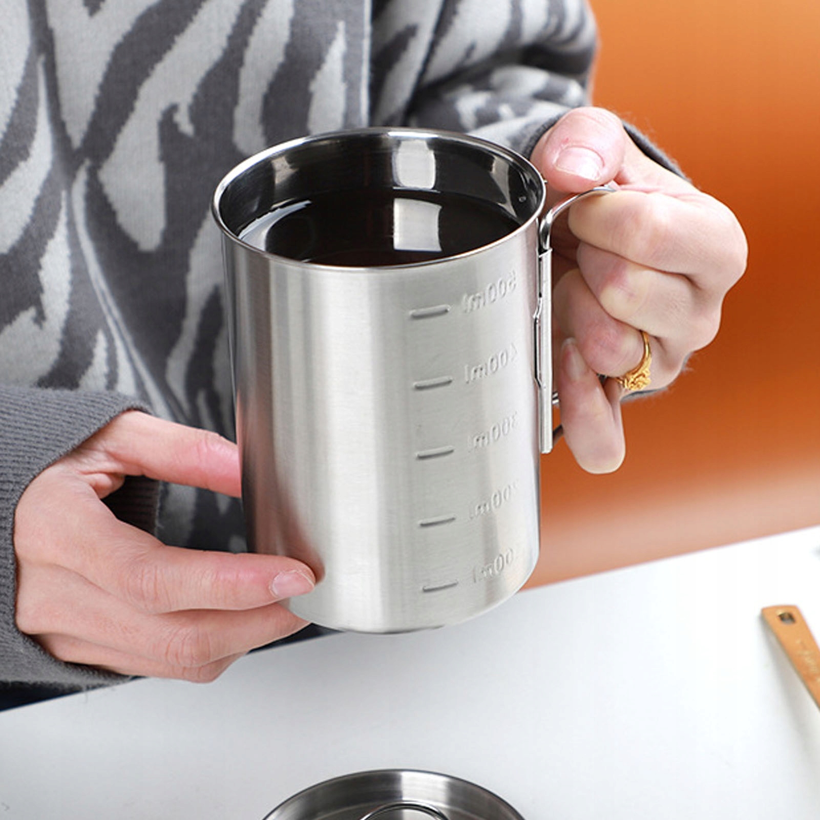 Kubek Stalowy Z Karabinczykiem+ Pokrywką 500ml
