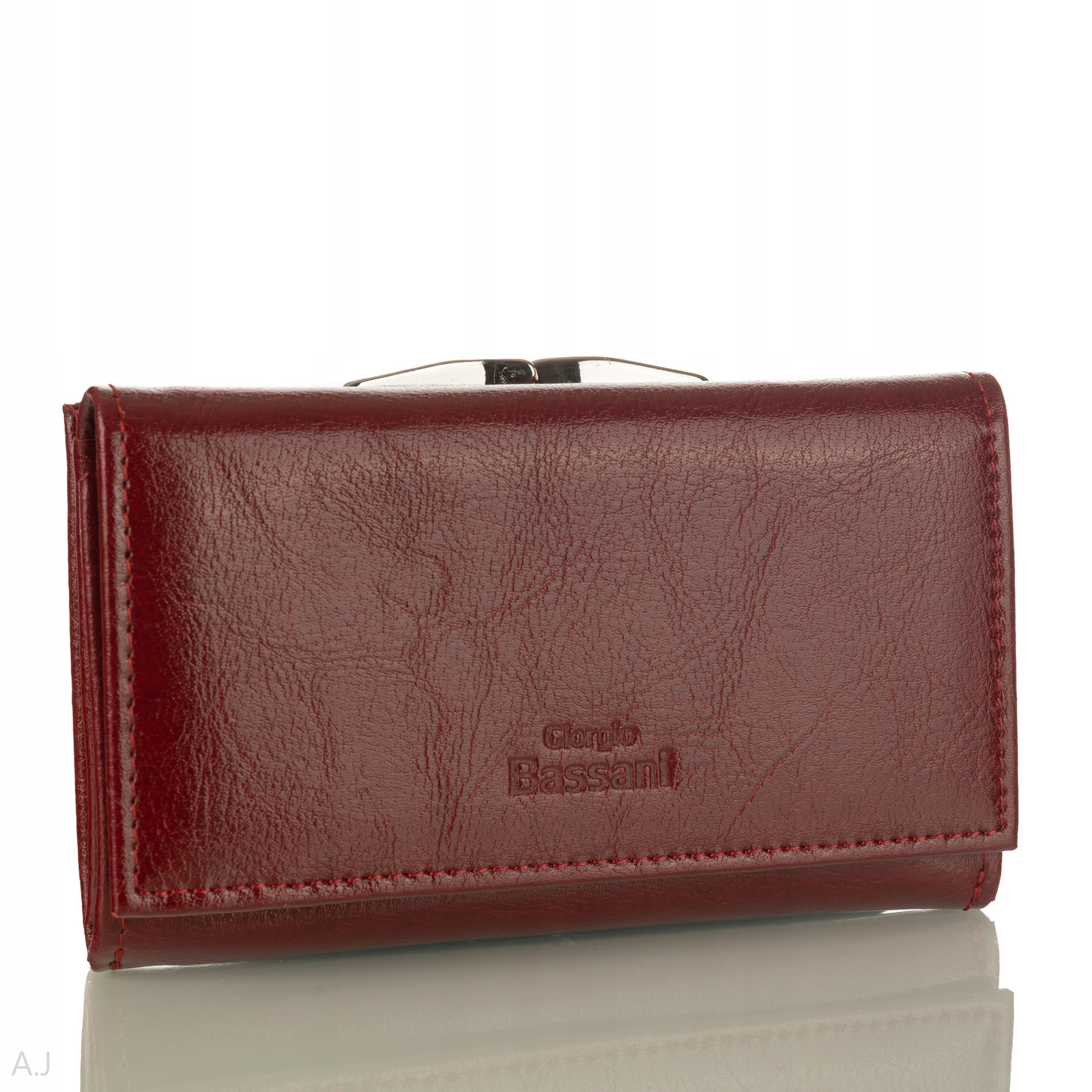 Dámský kožený porfel z přírodní kůže s biglem, polský výrobek, bordový