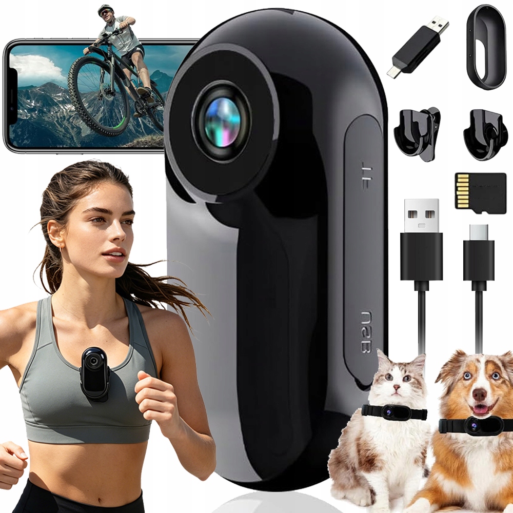 Přenosná Mini Sportovní Kamera 1080P Hd Displej Otg Adaptér 180MIN Baterie