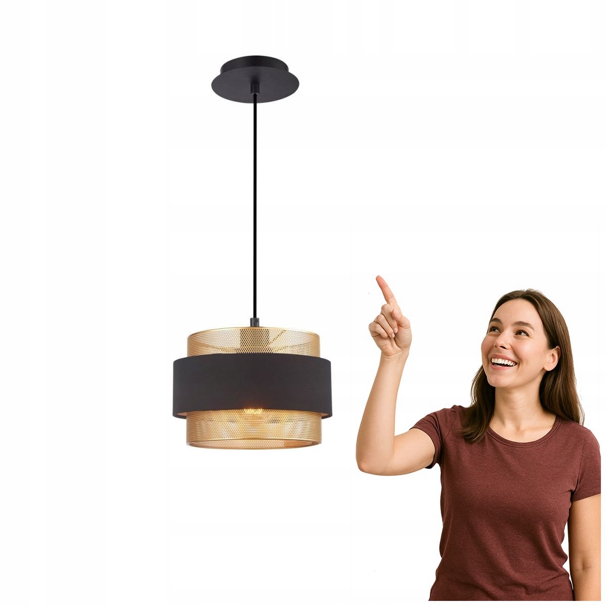 Závěsná lampa Bans PND-27467-1-BK-GD Italux