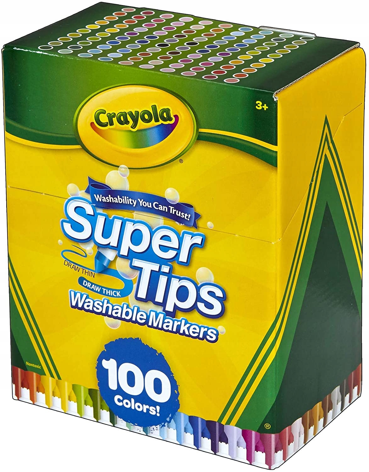 Crayola Supertips FLAMASTRY, PISAKI, MAZAKI 100 SZTUK ZMYWALNE Colouring Marka Crayola