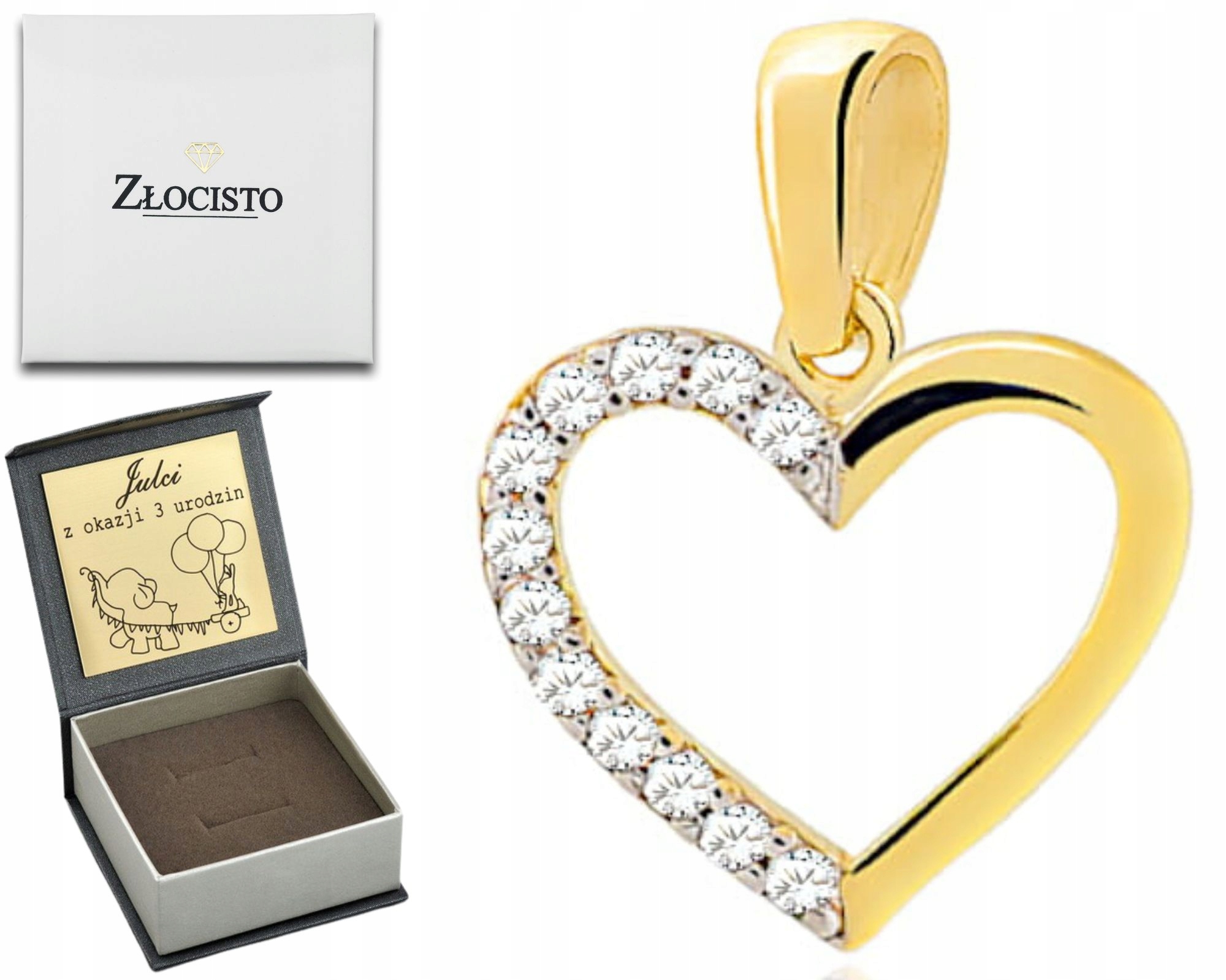 Zlatý Přívěsek Srdce Srdíčko Zirkony Gravírování
