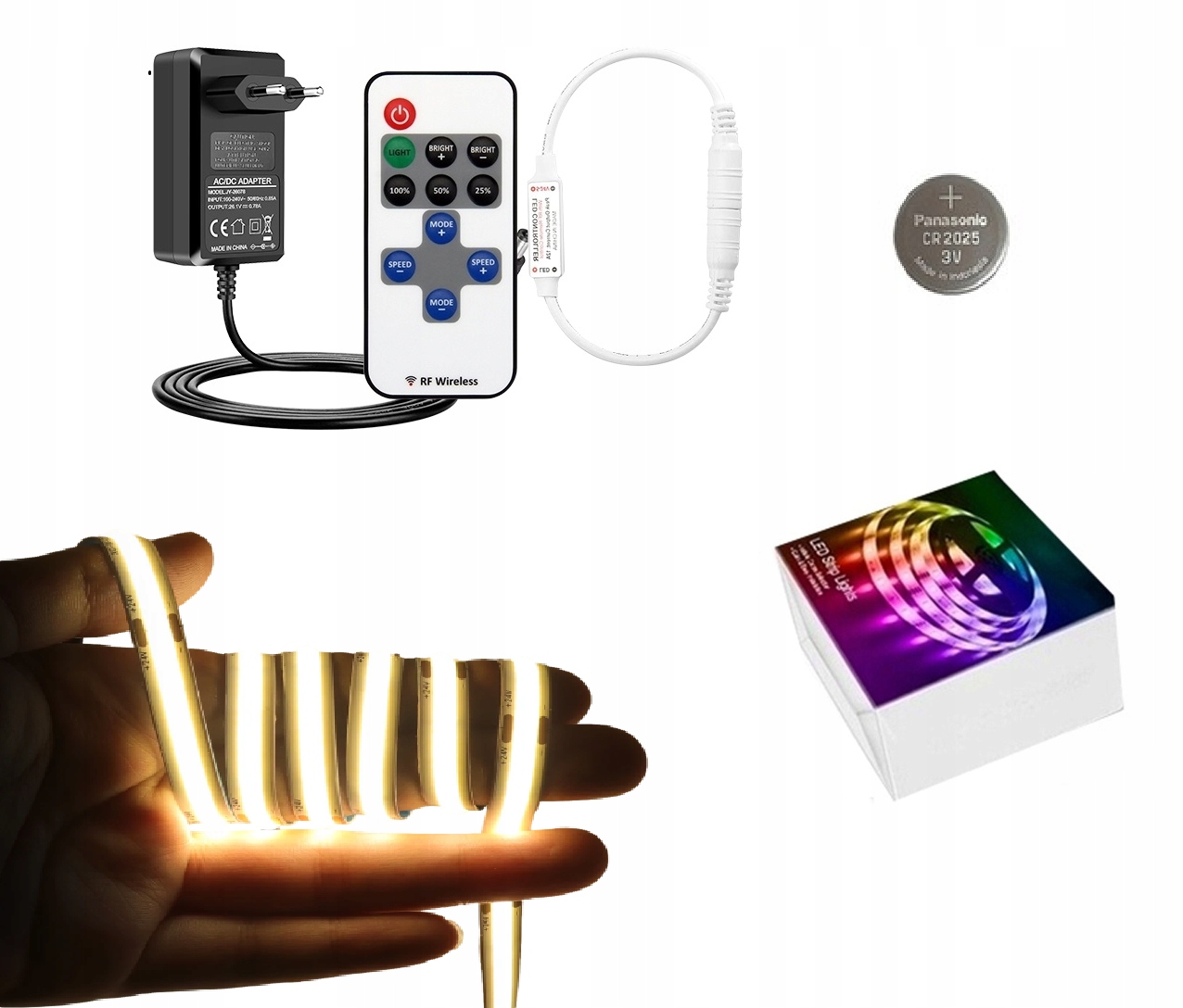 Led pásek Neon Cob 24V 10 m 320d 3000K Bílý Teplý Homogenní 8MM Set