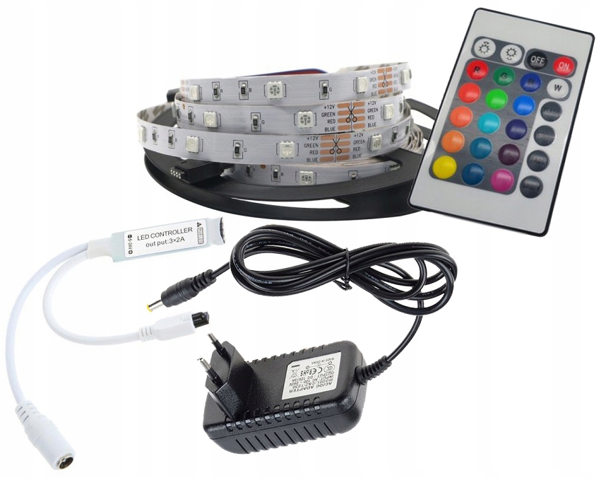 

Taśma Led Zestaw 150 Rgb 3 metr sterownik zasilacz