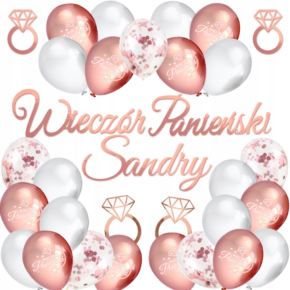 

Zestaw Dekoracyjny Z Balonami Panieński Baner Imię