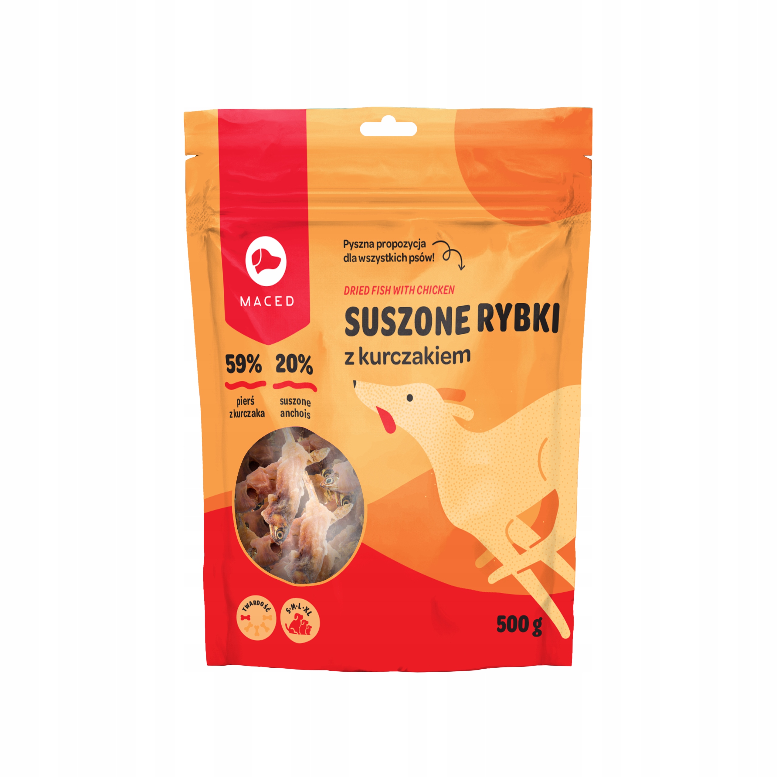 MACED SUSZONE RYBKI Z KURCZAKIEM 500G PRZYSMAKI DLA PSA
