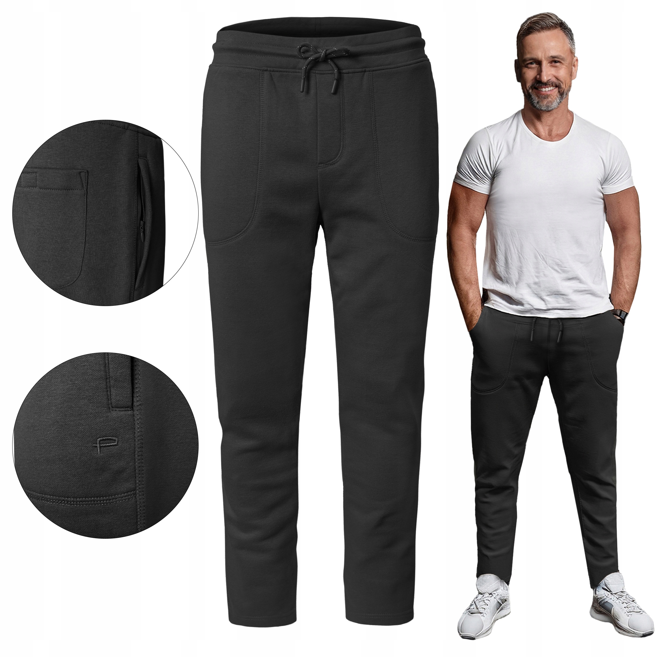 Tepláky Pánské Dlouhé Sportovní Zateplené Černé 2XL Pako Jeans