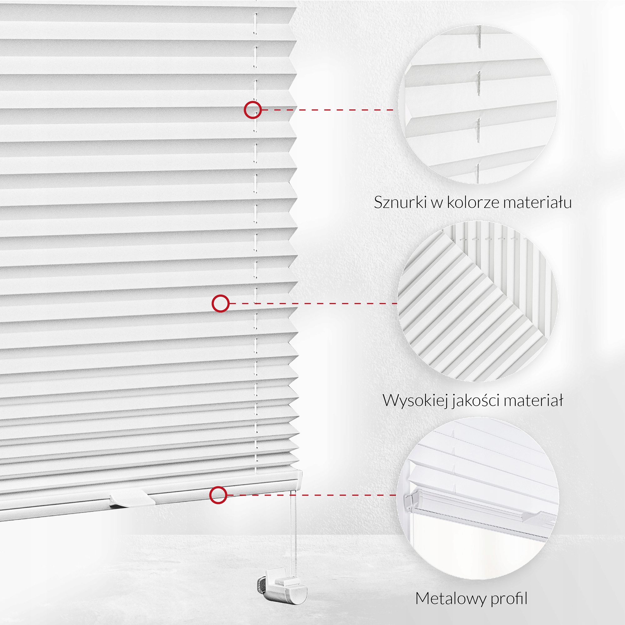 Roleta Plisowana Bezinwazyjna wewnętrzna 71,5x230 Długość 230 cm