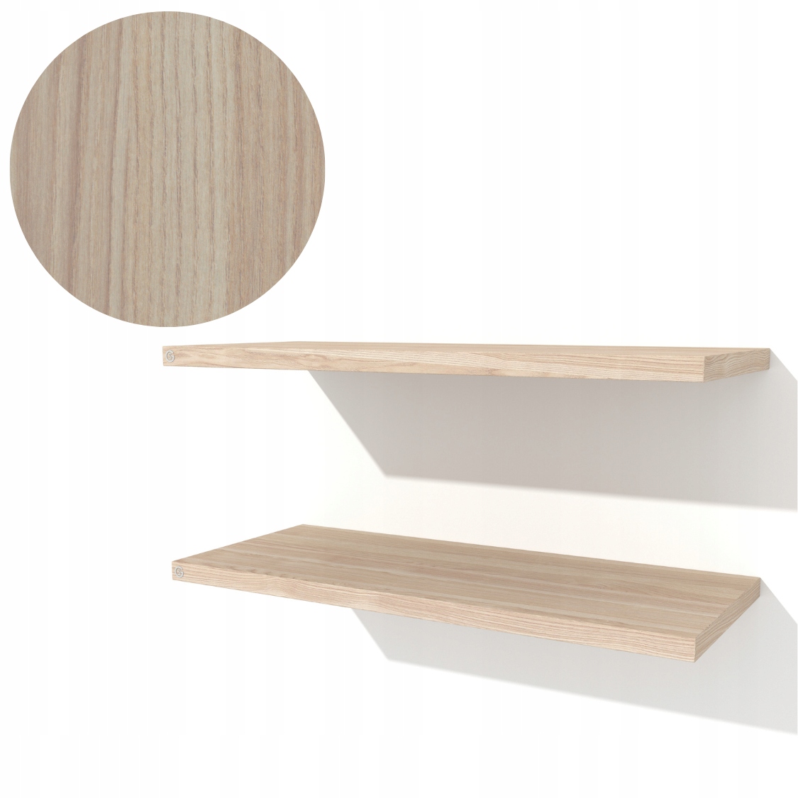 2 x nástěnné police jasan 50 x 20 cm, závěsná police, regál loftová podpěra