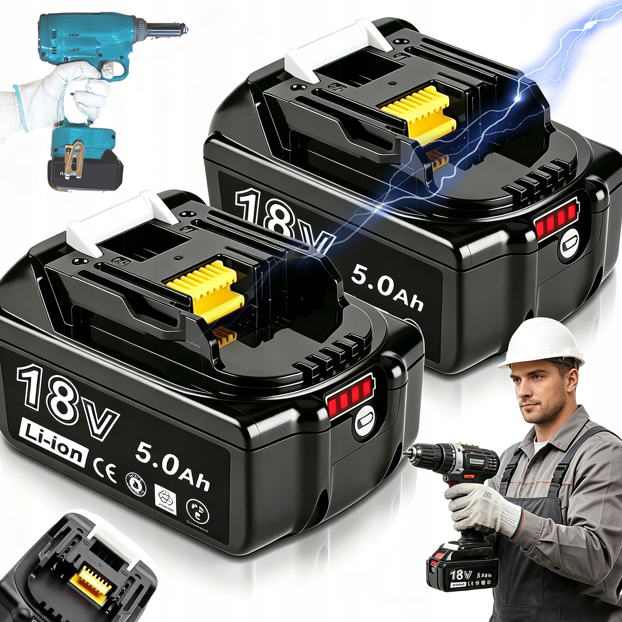 Akumulátory Pro Elektrické Nářadí S Led Indikátorem Výkonu Pro Makita 18 V
