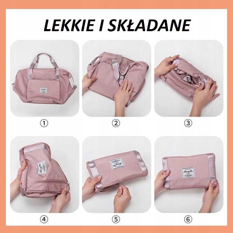 TORBA DUŻA MAŁA REGULOWANA DAMSKA PODRÓŻNA PIKOWANA SKŁADANA DO SAMOLOTU Odcień purpurowy