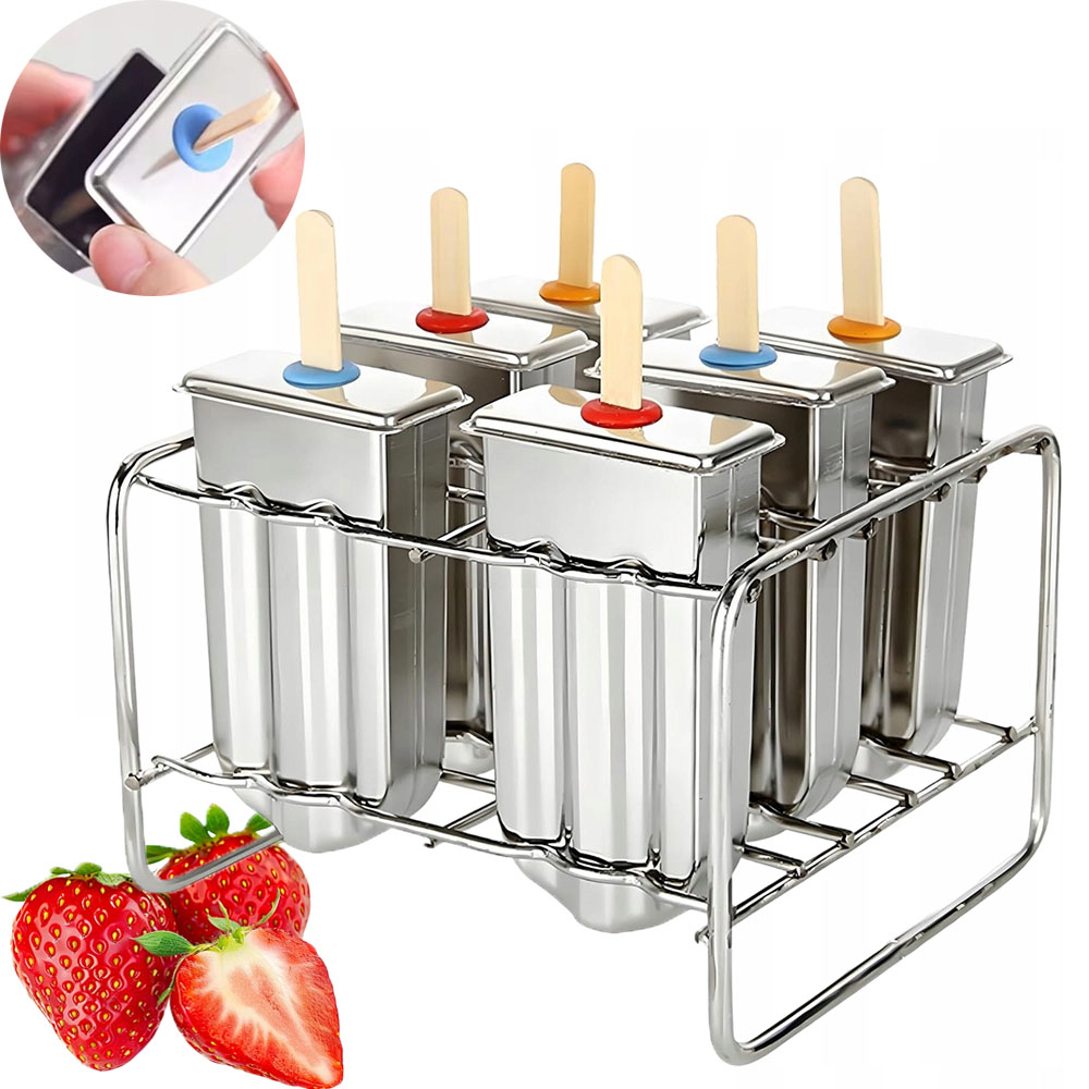 Forma na zmrzlinu ocelová, bez úniku, rychle se zamrazí, snadné vyjmutí 6 Ks