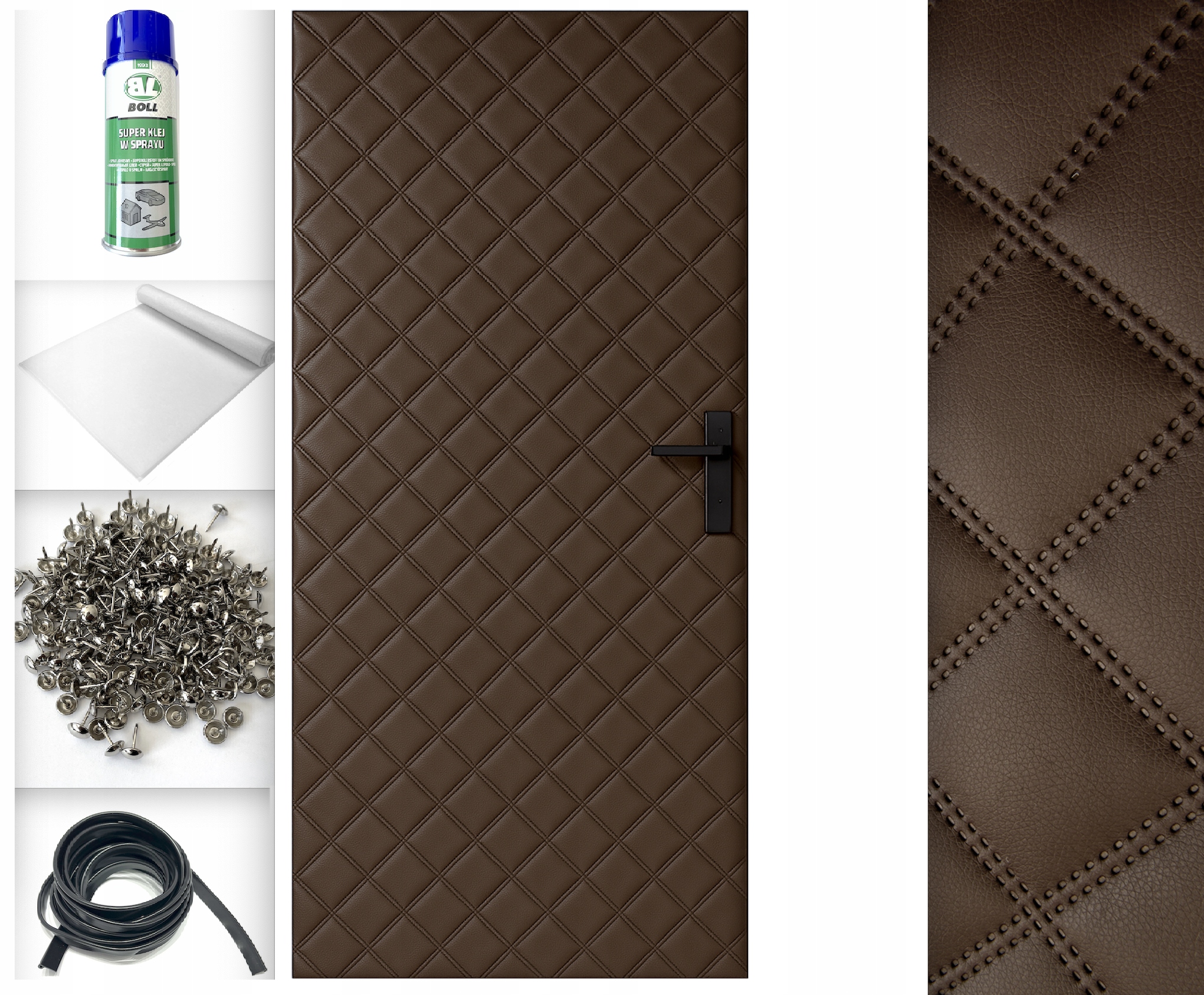 Wenge 115x215 Dveřní Čalounění Potah na dveře Prošívaný Příslušenství