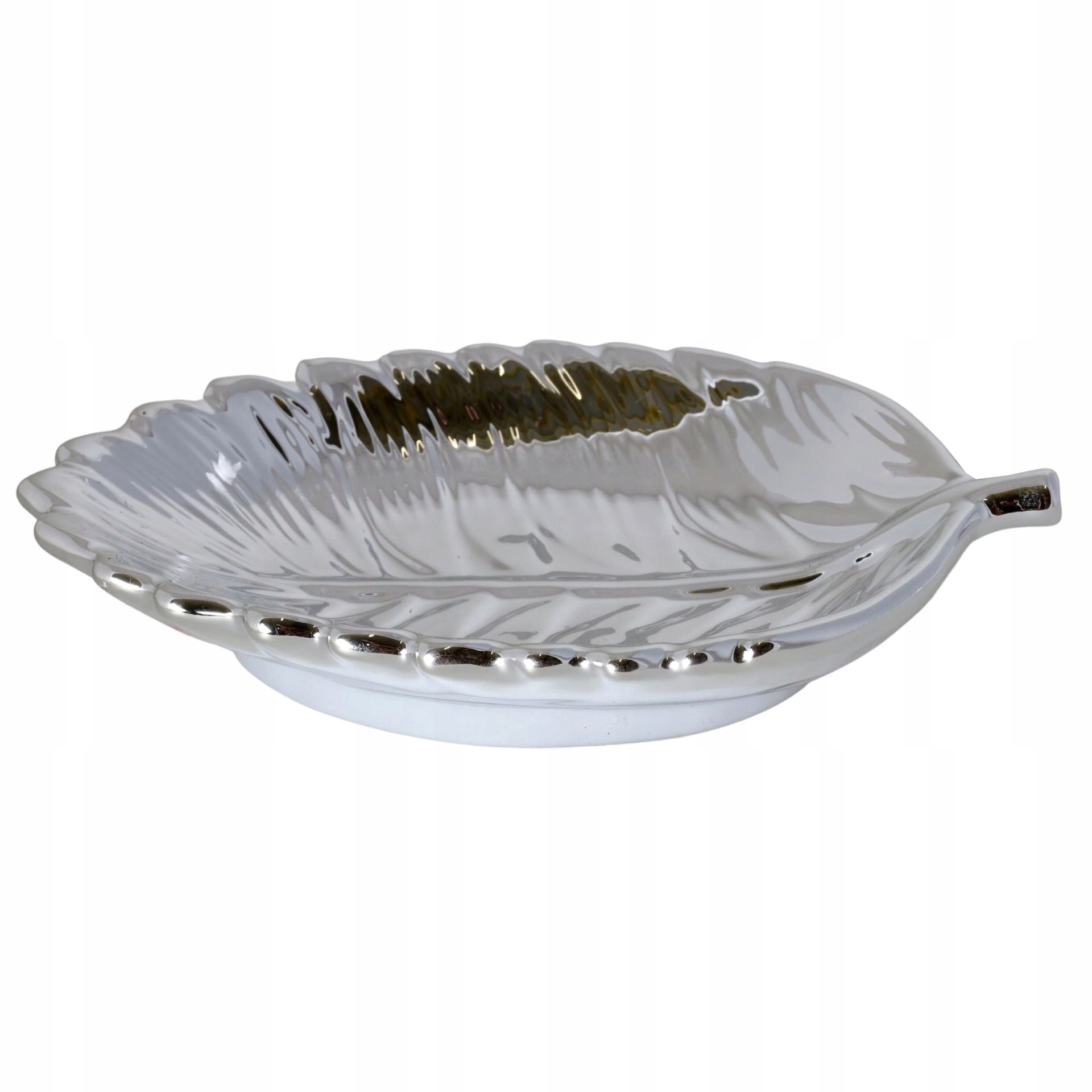 Talerz Dekoracyjny Patera Glamour Srebrna LIŚĆ 20 Stan opakowania brak opakowania