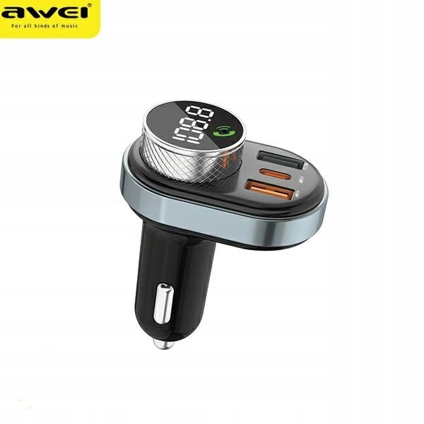 Awei zestaw głośnomówiący C-843 ztransmiterem Fm, Bluetooth 5.0, MP3, 1xUSB