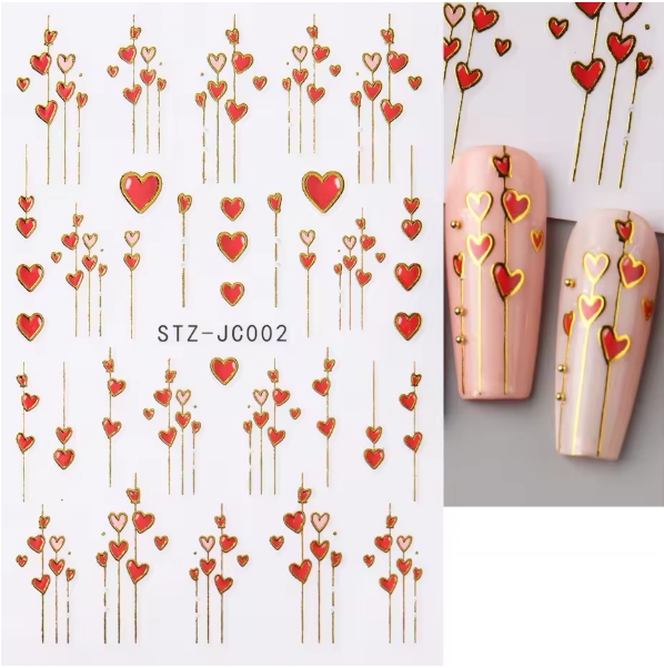 NAKLEJKI NA PAZNOKCIE SAMOPRZYLEPNE STZ-JC002 serca Kolor czerwony