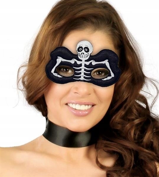 MASKA KOŚCIOTRUP CZARNA Z KOŚCMI HALLOWEEN