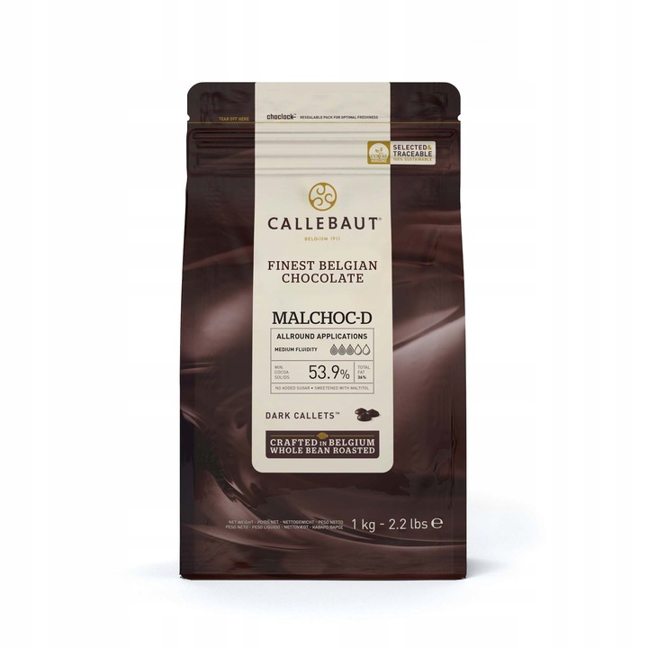 Callebaut czekolada deserowa Malchoc 1kg bez cukru Data ważności:04.11.2027