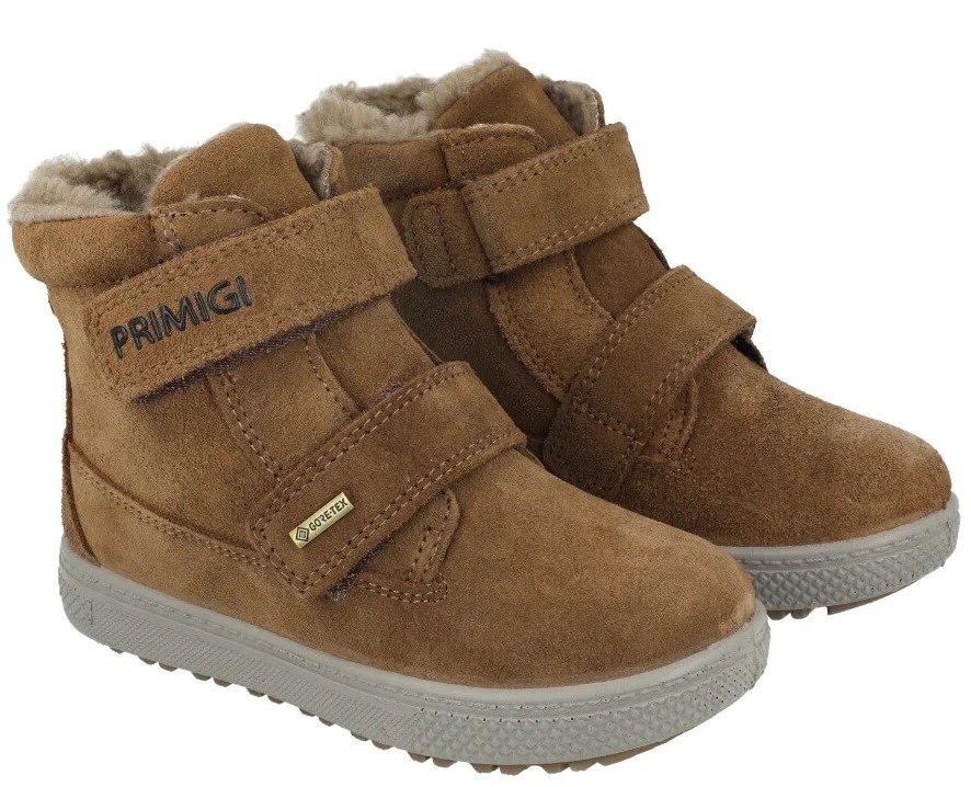 Trzewiki zimowe Primigi 2352900 brązowe Gore-tex zamsz dwa rzepy R26