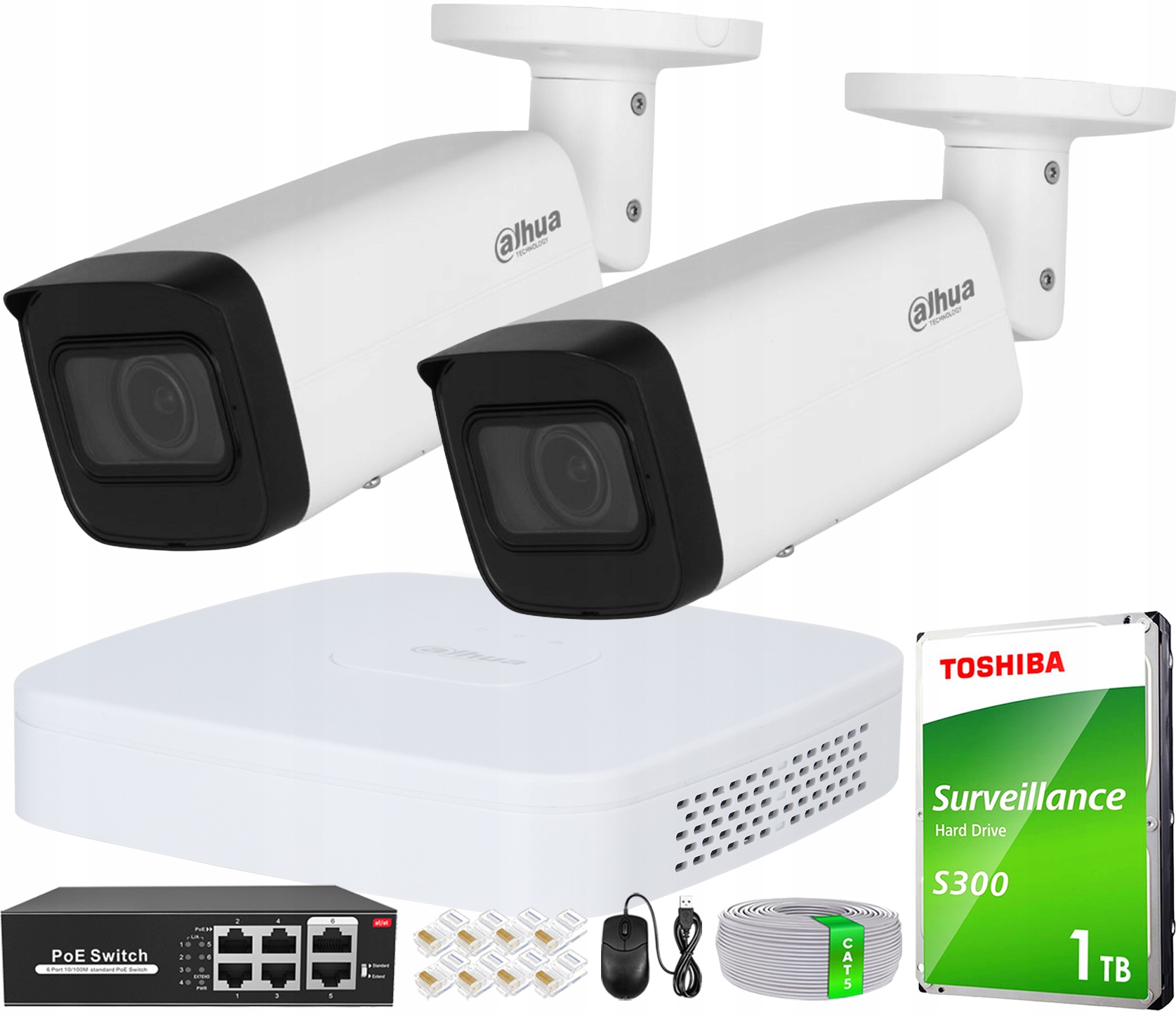 Sada na monitorovanie Ip Dahua 2 kamery 4MP Motozoom x5 Ir 60 m 1TB rekordér