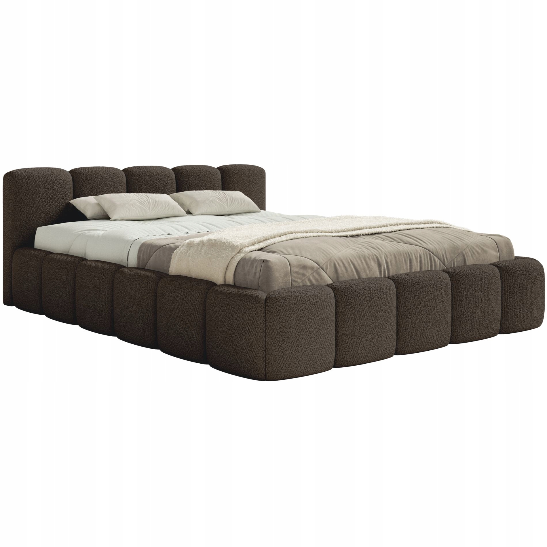 Čalouněná postel 120 x 200 cm Cloudy Low s úložným prostorem, hnědý rošt