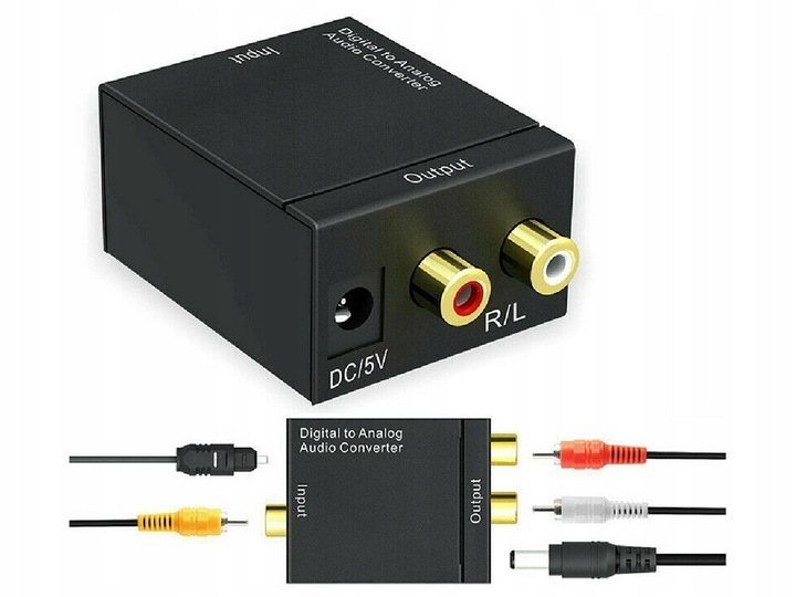 KONWERTER SPDIF TOSLINK COAXIAL do 2x RCA Cinch US Wysokość produktu 2.5 cm