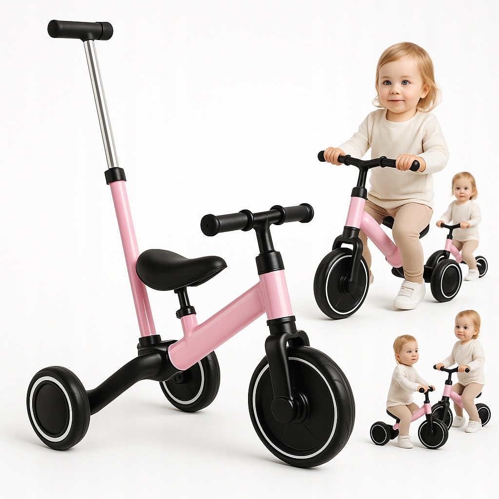 Rowerek trójkołowy biegowy 2w1 rower z rączką do prowadzenia pchacz